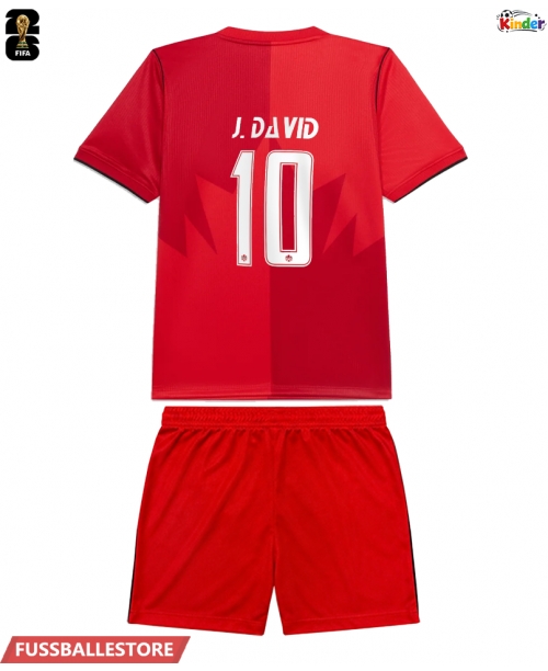 Günstige Kanada Jonathan David #10 Heimtrikotsatz Kinder WM 2026 Kurzarm (+ Kurze Hosen)